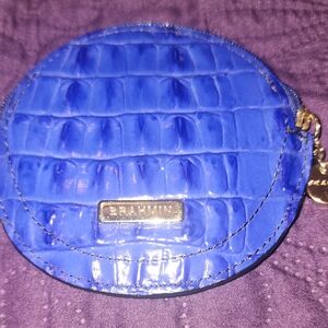 Brahmin Vibrant Blue Embossed Coin Pouch